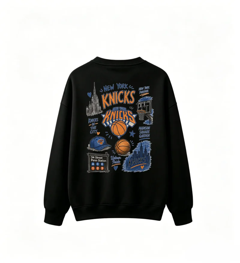 黑卫 New York Knicks Graffiti Art Crewneck Sweatshirt