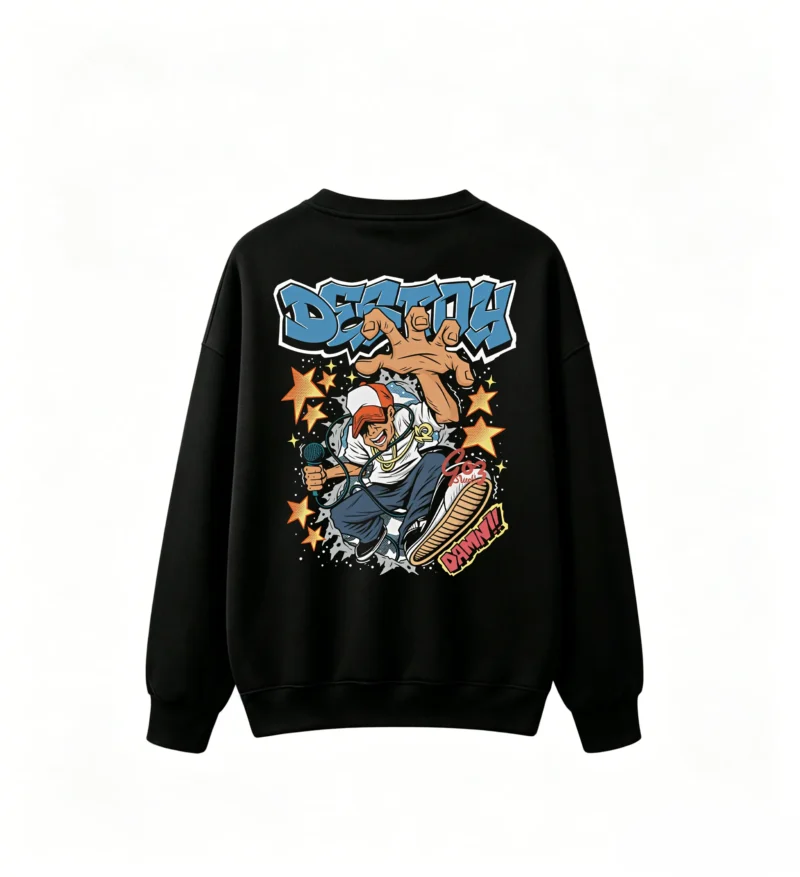 黑卫 Destiny Hip Hop Street Art Comic Style Graphic Hoodie