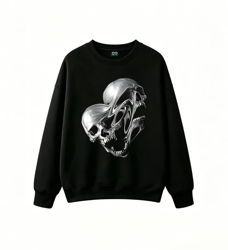 黑卫 Surreal Skull Art Back Print Hoodie