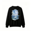 黑卫 Seascape Sun Rays Ocean Waves Artistic Torn Paper Frame Print - Men's Women's Casual Crew Neck Oversized Hoodie
