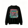 黑卫 Louisiana Born Raised Whatever Floats Your Boat Alligator Sun Paddlewheel Riverboat Fleur De Lis Mardi Gras Beads Crawfish Graphic Back Print Crew Neck Sweatshirt