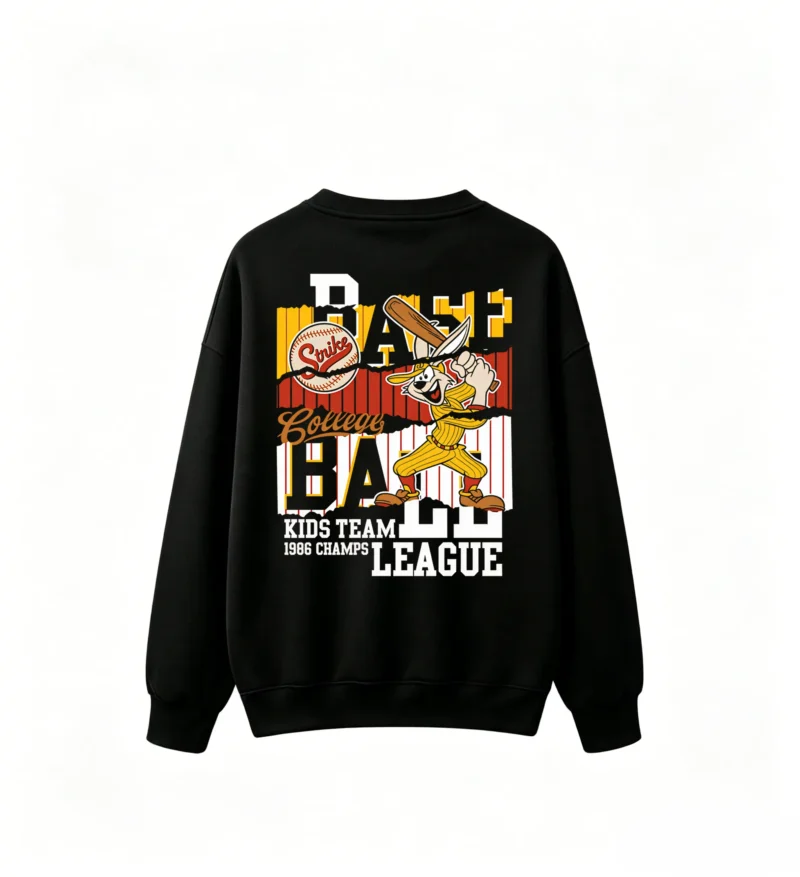 黑卫 Vintage 1986 College Baseball Strike KIDS Team Champion Graphic Tee - Retro Rabbit Player Design