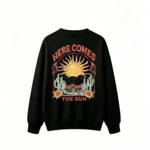 黑卫 Here Comes The Sun Retro Vintage Desert Sunrise Graphic Tee