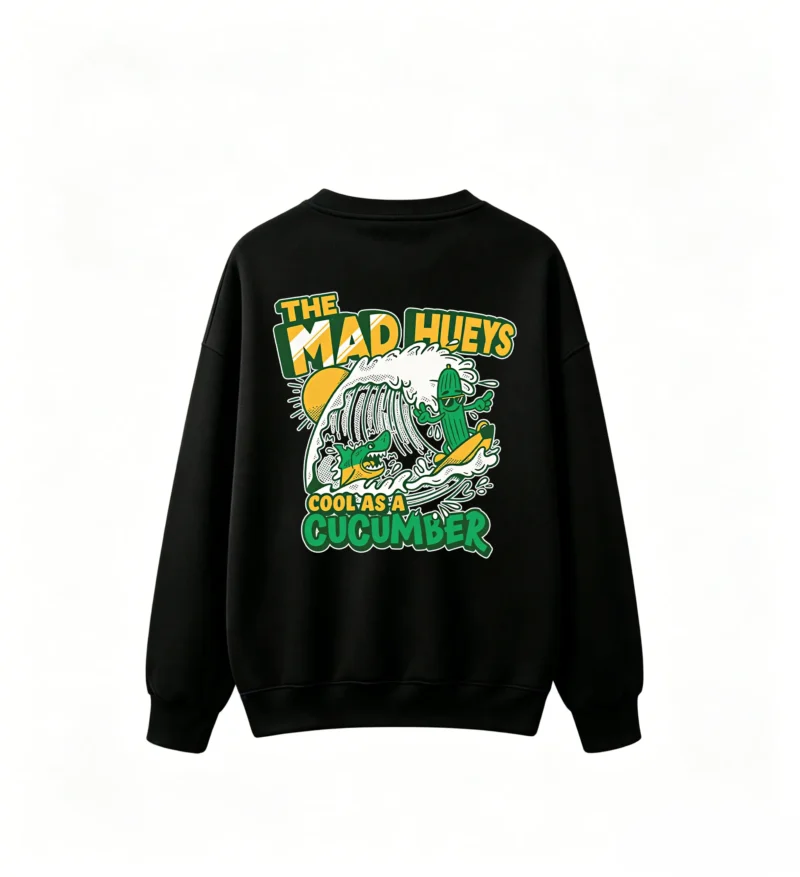 黑卫 The Mad Hueys Cool As A Cucumber Retro Surf Shark Graphic Print Crewneck Sweatshirt