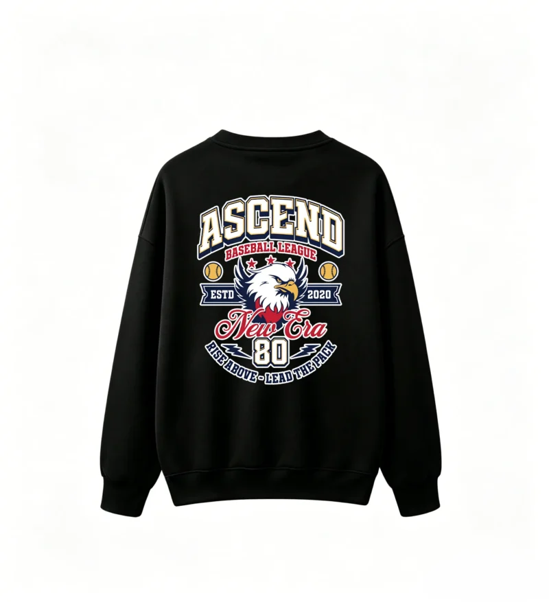 Ascend Baseball League Eagle Head New Era 80 Flame Motif RISE ABOVE LEAD THE PACK - Men's Crew Neck Sweatshirt