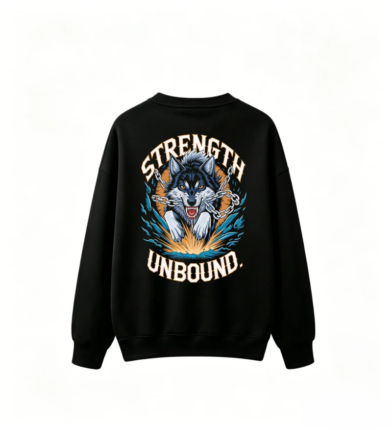 黑卫 Unbound Strength Wolf Graphic Sweatshirt - Men's Crew Neck Sweatshirt