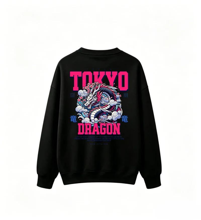 黑卫 Tokyo Dragon Graphic Print Crewneck Sweatshirt