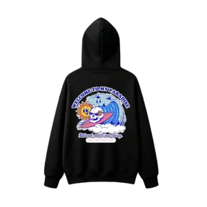 黑卫 Welcome To My Paradise Surfing Skull Back Print Hoodie