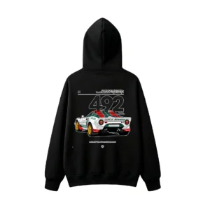 黑卫 Lancia Stratos Alitalia Rally Car Back Print Hoodie