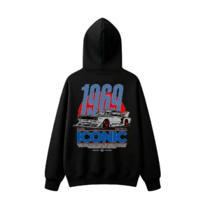 1969 Vintage Muscle Car Back Print Hoodie
