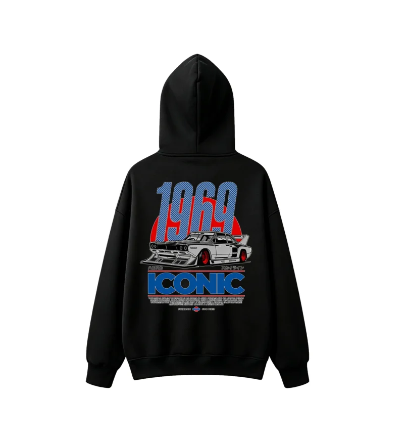 1969 Vintage Muscle Car Back Print Hoodie