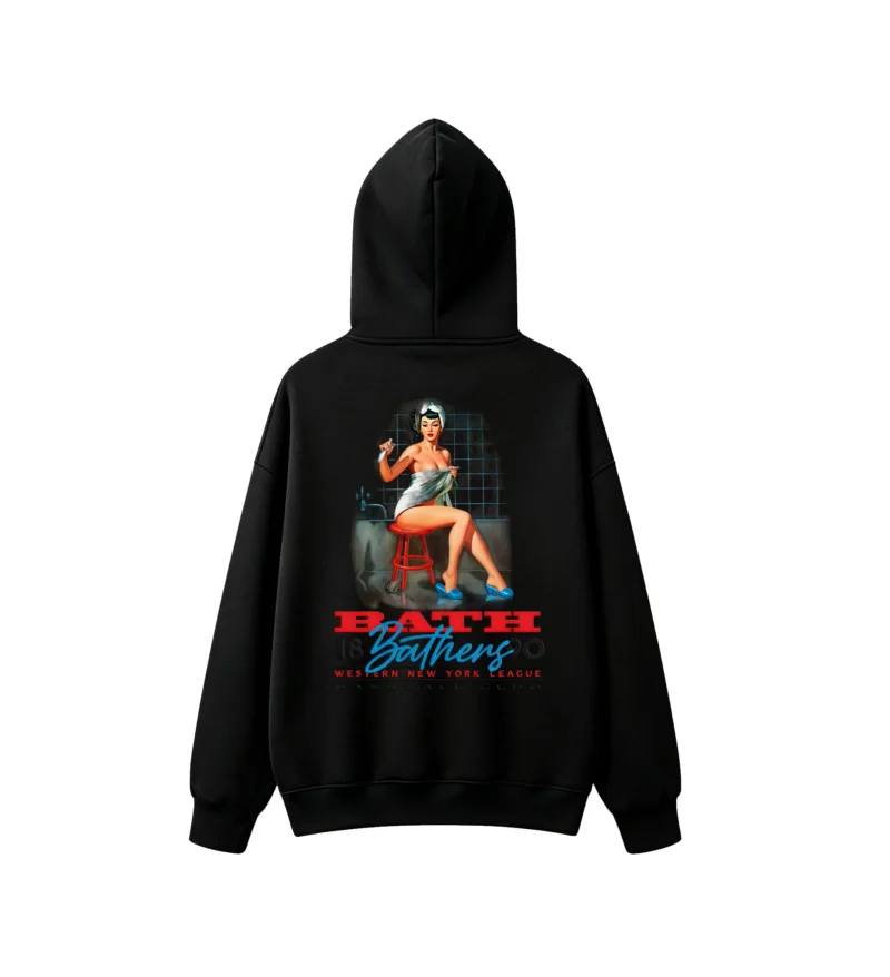 1890 VINTAGE PIN UP GIRL WESTERN NY LEAGUE BACK PRINT HOODIE