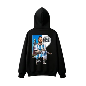 黑卫 Lionel Messi Argentina Soccer Legend Back Print Hoodie