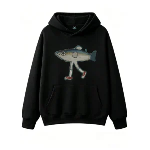 黑卫 Funny Walking Fish With Sneakers Graphic Hoodie