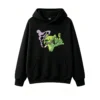 黑卫 Funny Smoking Green Cat Middle Finger Graphic Hoodie