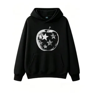黑卫 Sparkling Glitter Star Apple Print Hoodie