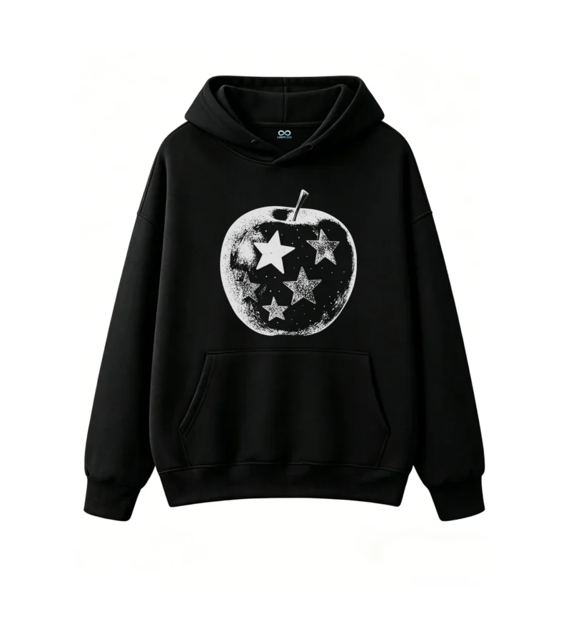 黑卫 Sparkling Glitter Star Apple Print Hoodie