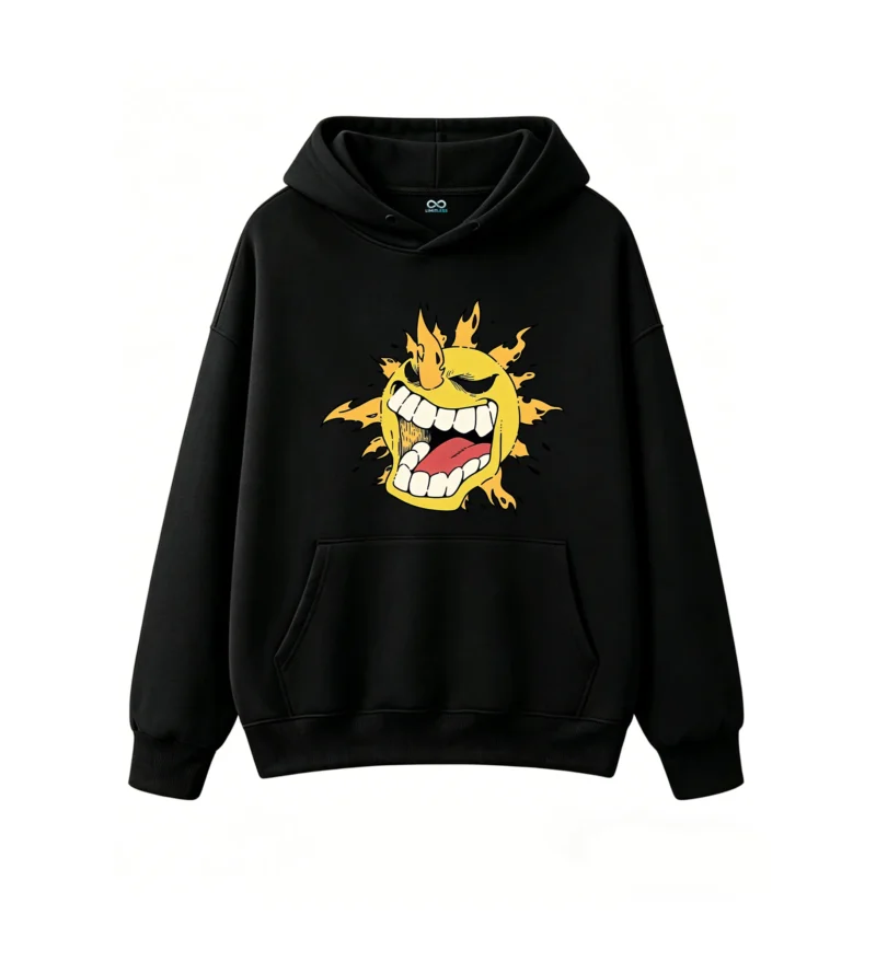 Aggressive Flaming Sun Graphic Hoodie