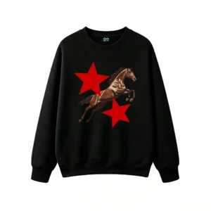 黑卫 Horse Jumping Back Print Hoodie