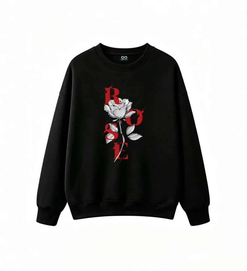 黑卫 Rose Graphic Print Hoodie Back Design