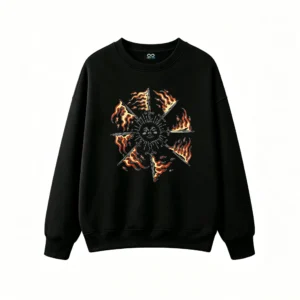 黑卫 Flaming Fire Circle Graphic Back Print Hoodie
