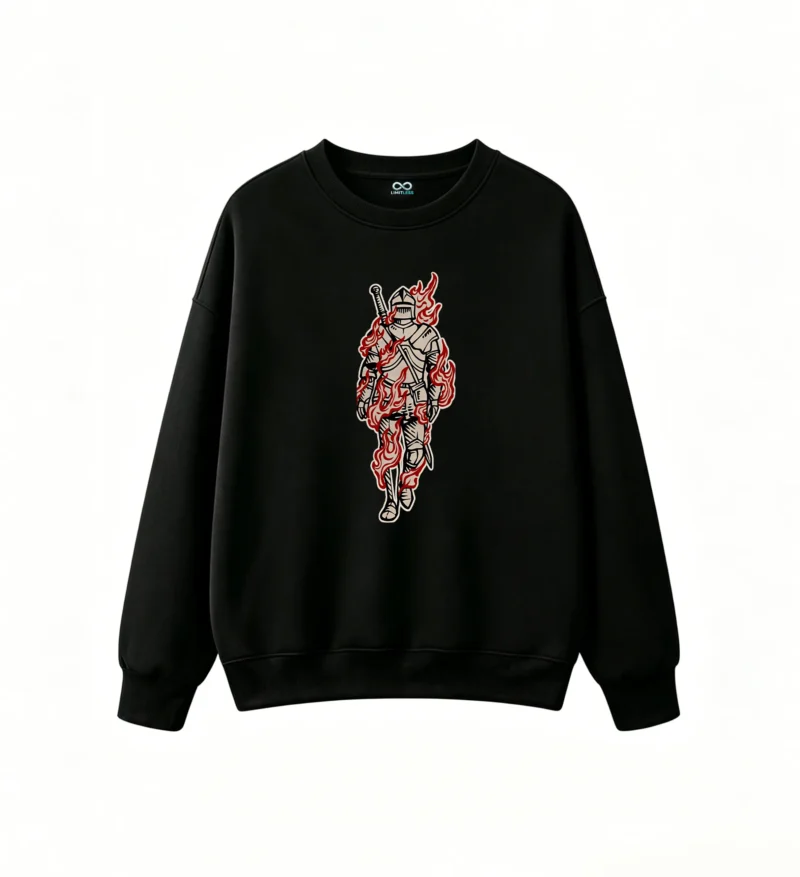 黑卫 Burning Knight Back Print Crewneck Sweatshirt