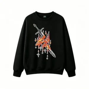 黑卫 Flaming Sword Back Print Hoodie