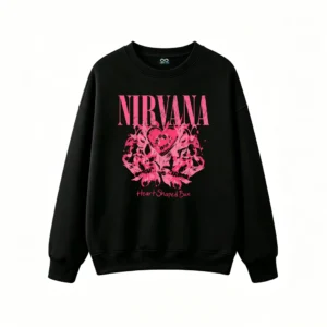 Nirvana Heart Shaped Box Pink Graphic Back Print Sweatshirt
