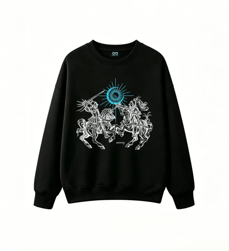 黑卫 Gothic Sun And Horse Back Print Sweatshirt