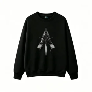 黑卫 Gothic Armor Gauntlet With Sword Back Print Sweatshirt
