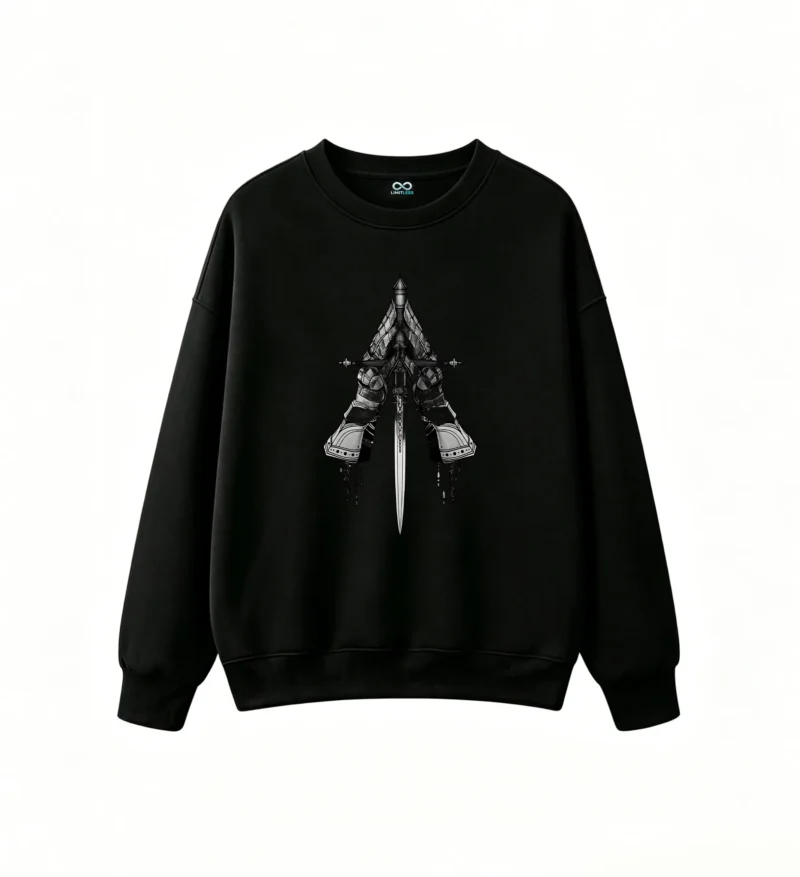 黑卫 Gothic Armor Gauntlet With Sword Back Print Sweatshirt