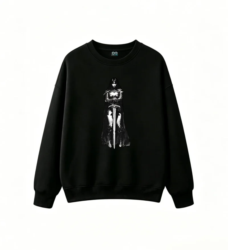 黑卫 Dark Fantasy Warrior Queen Back Graphic Sweatshirt