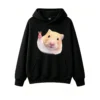 黑卫 Cute Hamster Peace Sign Graphic Hoodie