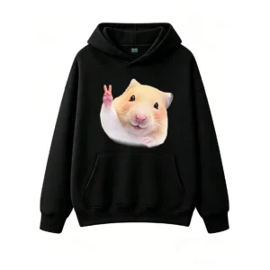 Cute Hamster Peace Sign Graphic Hoodie