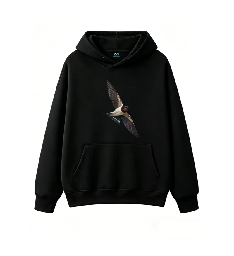 黑卫 Flying Swallow Bird Graphic Hoodie