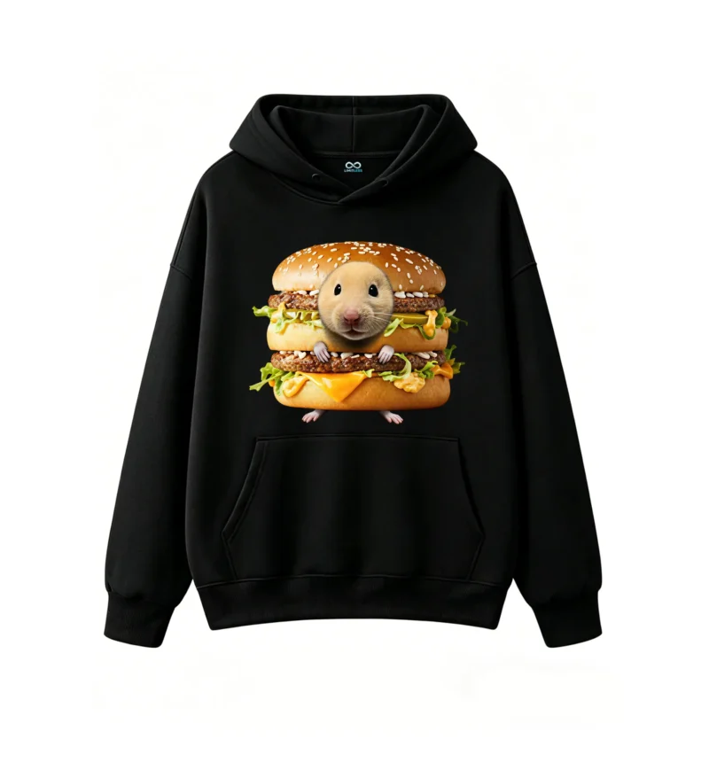 黑卫 Funny Hamster Burger Hoodie