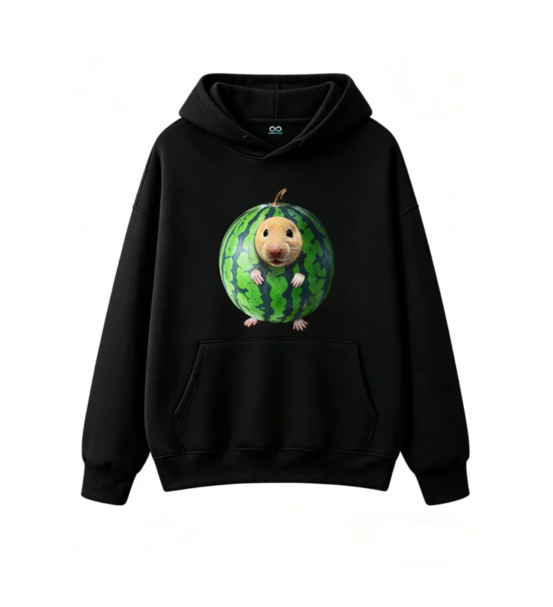 黑卫 Cute Hamster Inside Watermelon Hoodie