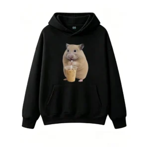 Cute Hamster Drinking Iced Coffee Hoodie