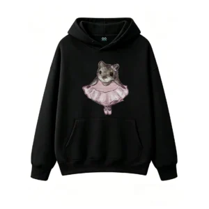 Cute Ballerina Mouse Wearing Pink Tutu Hoodie