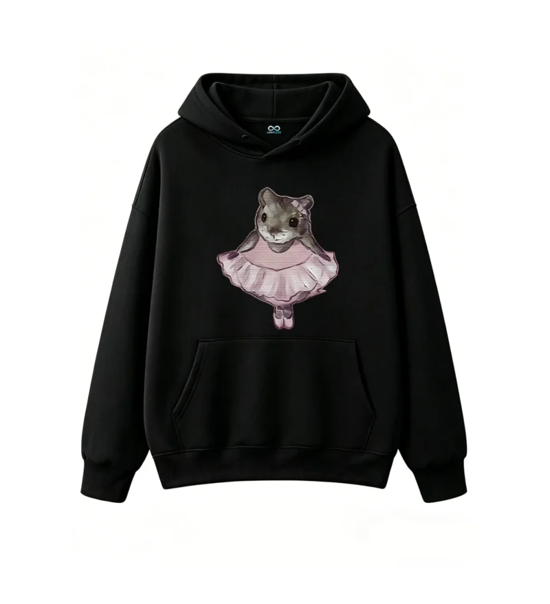 黑卫 Cute Ballerina Mouse Wearing Pink Tutu Hoodie