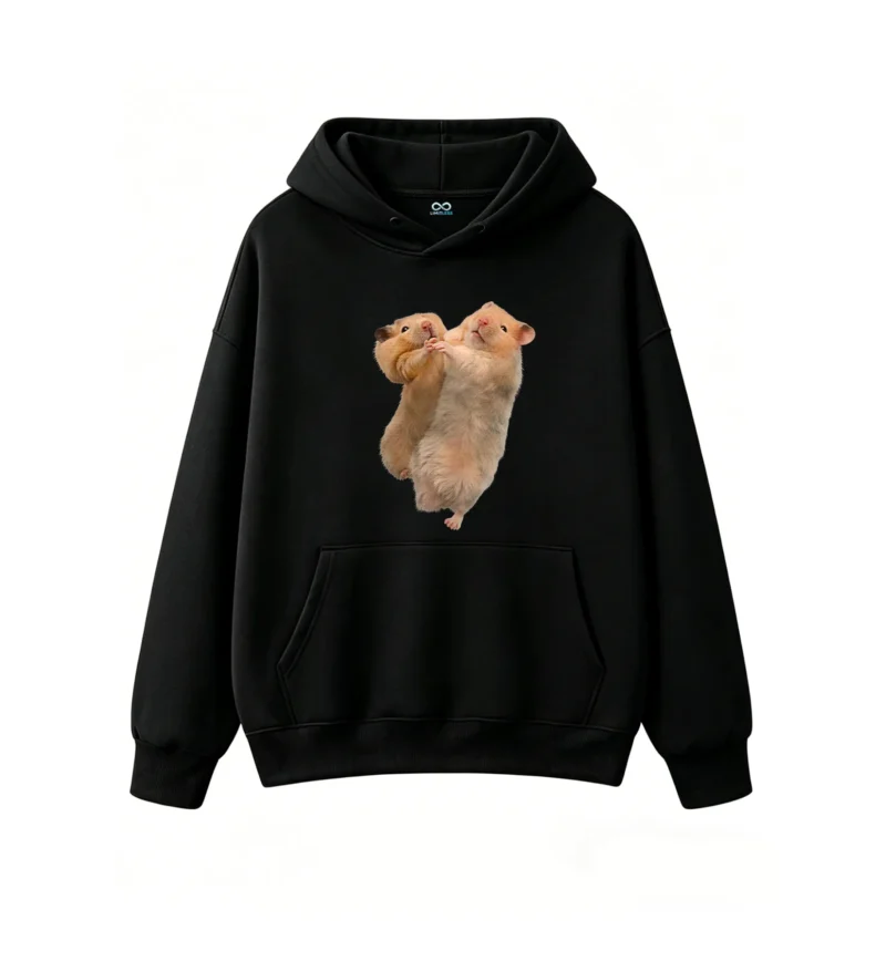 黑卫 Cute Hamster Hugging Couple Hoodie