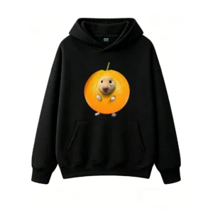 Cute Hamster Inside Orange Graphic Hoodie