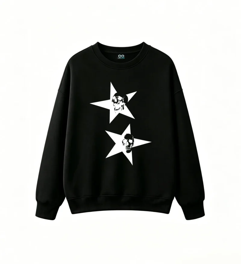 黑卫 Vintage Skull Graphic Back Print Sweatshirt