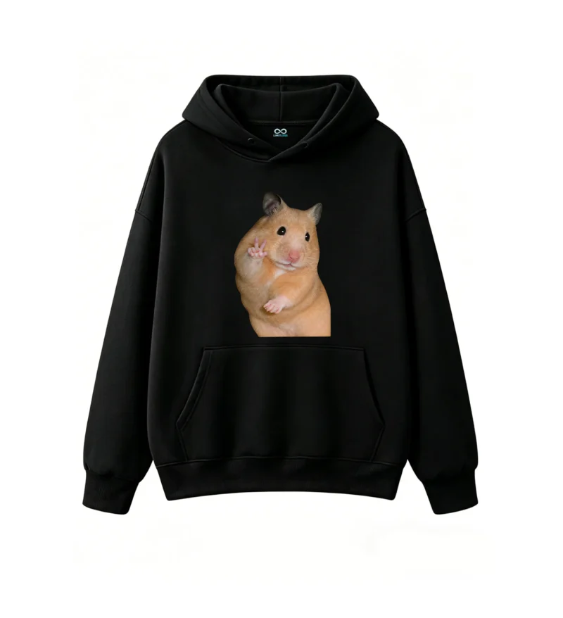 黑卫 Cute Hamster Peace Sign Hoodie