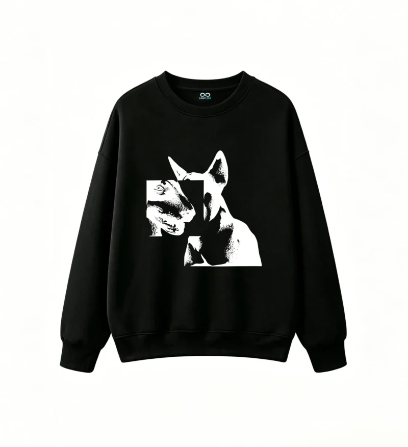 黑卫 Cool Wolf Silhouette Back Print Sweatshirt