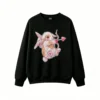 黑卫 Cute Cupid Bunny With Heart Arrow Back Print Sweatshirt