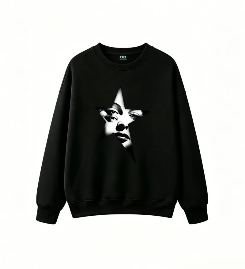 黑卫 Surreal Star Face Print Hoodie