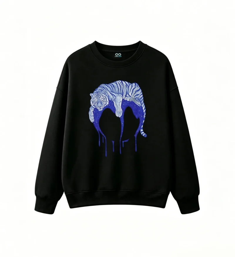 黑卫 Blue Tiger Galaxy Back Print Sweatshirt
