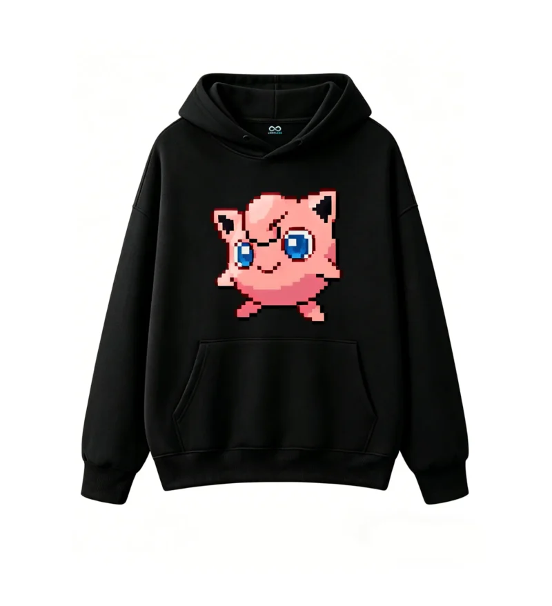 黑卫 Cute Pixel Jigglypuff Graphic Hoodie