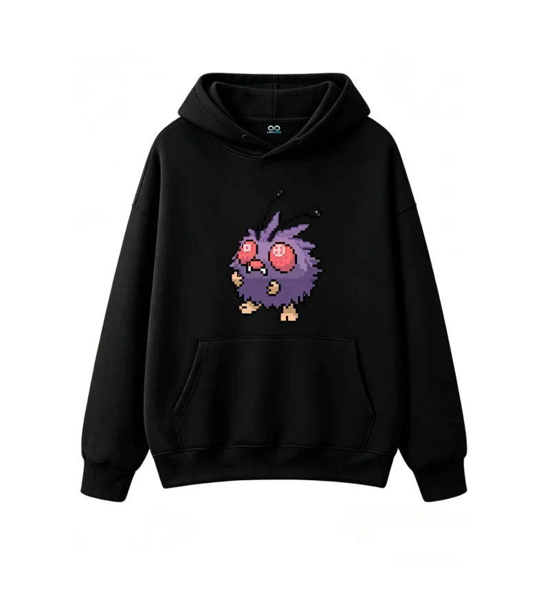 黑卫 Cute Pixel Art Purple Monster Graphic Hoodie